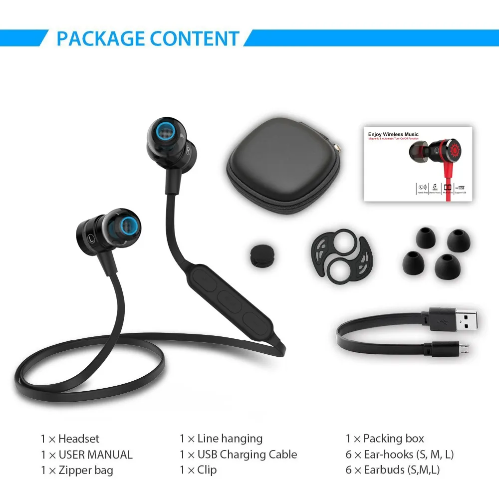Tourya Bluetooth наушники Магнитные стерео Беспроводные спортивные для бега с