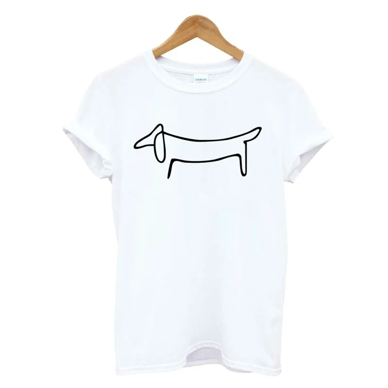 

Simple Dachshund Dog Print Women Tshirt Cotton Casual Funny T-Shirt For Girl Top graphic kawaii Tee Hipster Tumblr Drop Ship