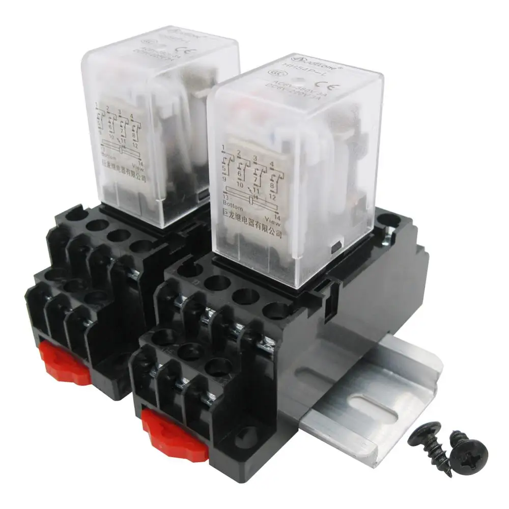 2шт HH54P DC 12 В катушка 14 Pin 5A 4PDT светодиодный индикатор электромагнитное реле