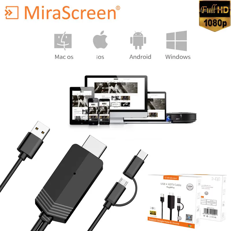 HDMI кабель LD24 ТВ Палка с разъемом Micro USB и Type C DLNA Miracast Anycast Mirroring для смартфонов Android