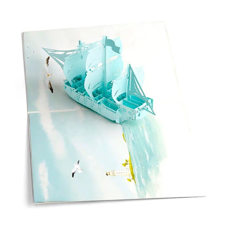 3D лазерная резка ручная работа красочное покрытие небесно голубая лодка
