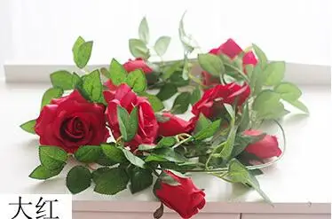 Red Новые 200 см искусственная Роза ротанг Цветы Поддельные шелк плющ висит лоза Гирлянда Свадебный украшения DIY вечеринки венок искусственные цветы для декора цветы искуственные декор скрапбукинг свадебные украшения - Цвет: Red