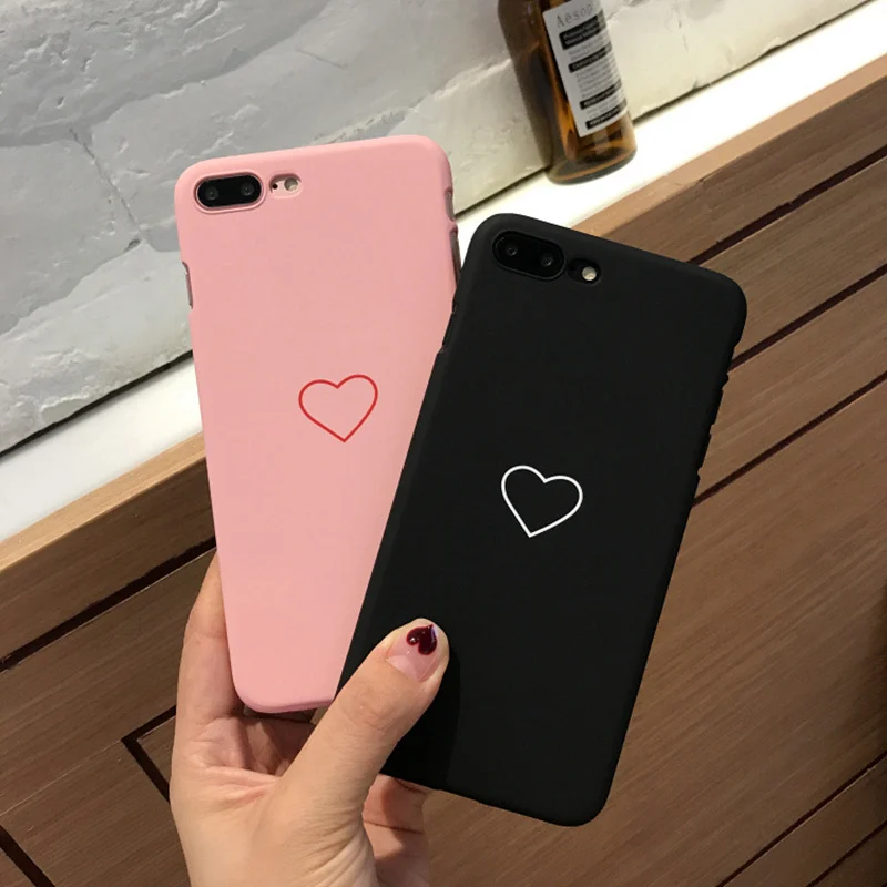 Чехол-накладка для iPhone 7 8 6 6S 6Plus X с милым сердечком Жесткий Чехол из поликарбоната