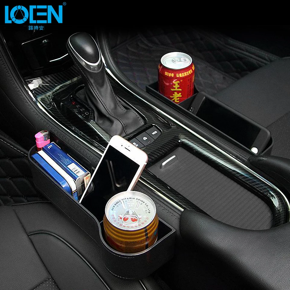 LOEN 2PCS Black Beige Brown Car Seat Crevice Storage Solution Organizer Cup Holder for Drink Cellphone Coin Traveling | Автомобили и
