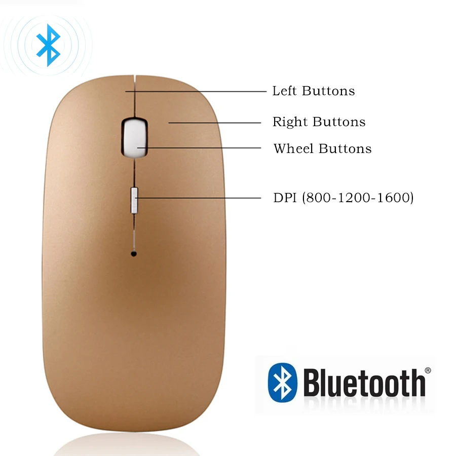Перезаряжаемые Bluetooth Беспроводной тонкий Мышь Мыши компьютерные для Mac ноутбук