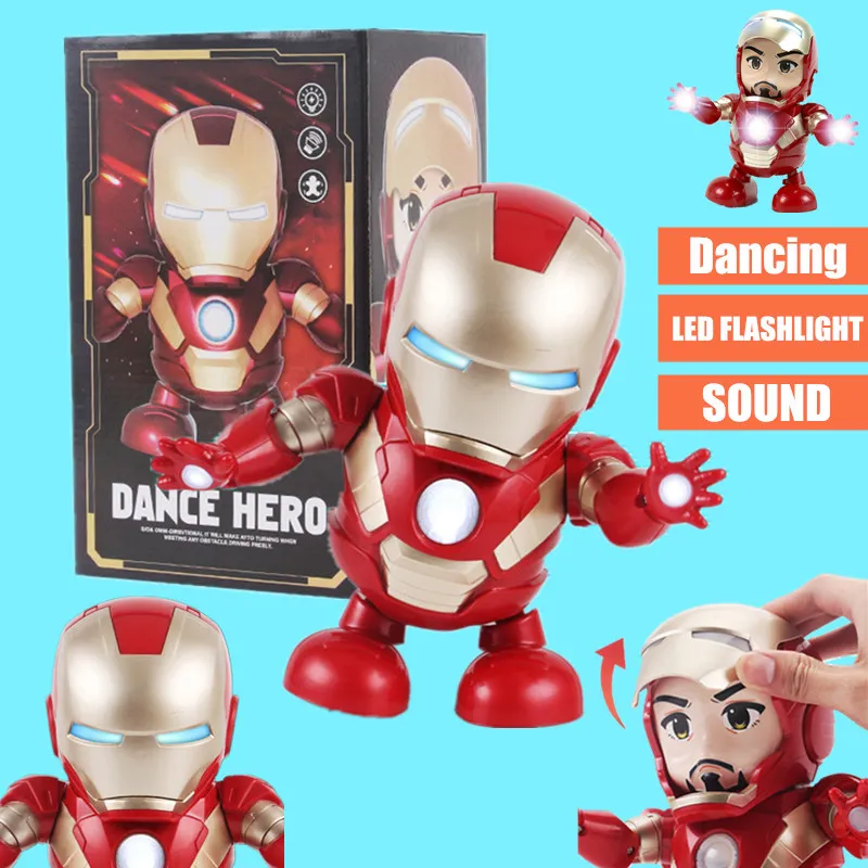 Игрушка для танцев Железный человек светодиодный фонарик со звуком Marvel Мстители