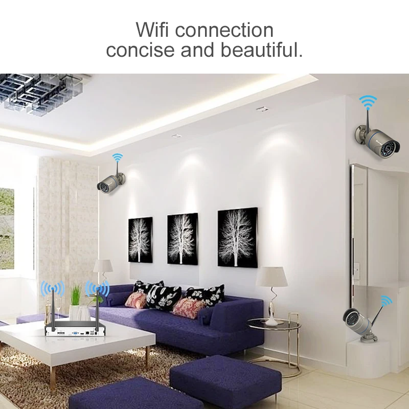 Techage 4CH Беспроводной NVR Kit Wi Fi CCTV Системы 720 P 1.0MP ИК Крытая на открытом воздухе