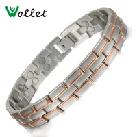 wollet jewelry magnetic bracelet for men rose gold color double row magnets healing energy health care 21 5cm