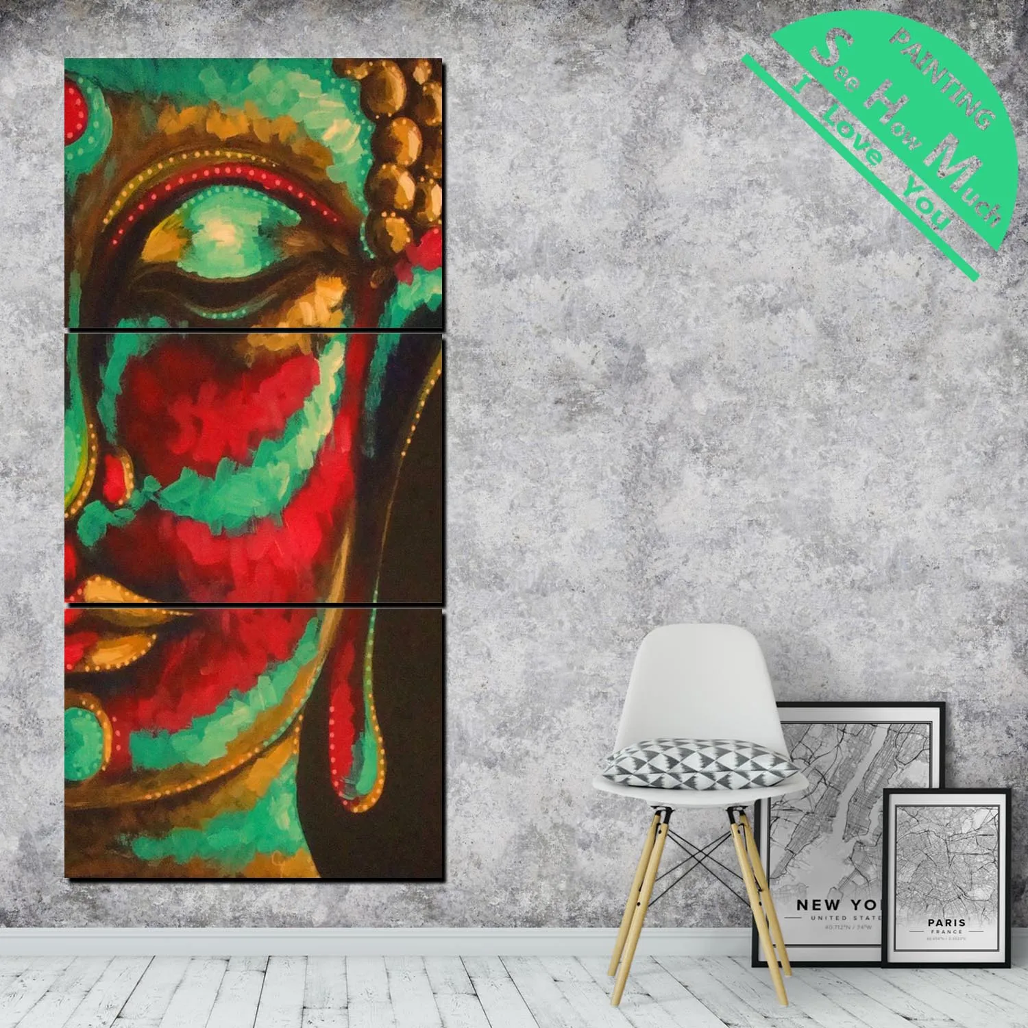 

3 Piece Paints Buddha Modern Wall Painting Posters and Prints Picture Canvas Painting Framed Decorative Pictures