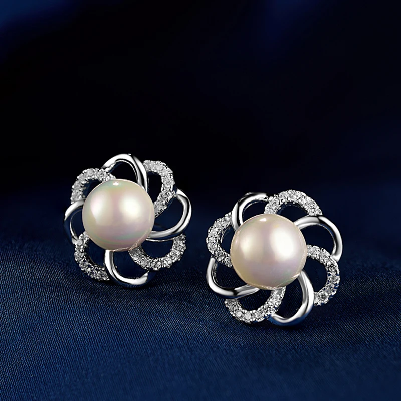 Твердые 100% Стерлинговое серьги из серебра 925 с жемчугом Ювелирные изделия и