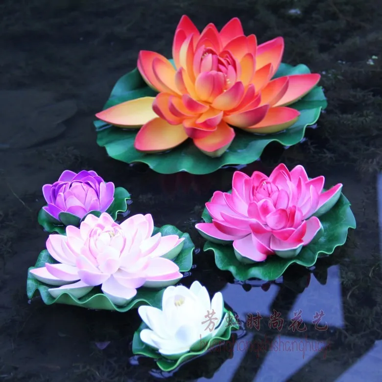 Высокая искусственная пластиковые цветы лотоса шелковый цветок искусственные