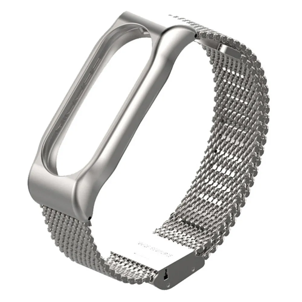 Silvery Daily promot Mi Band 2 ремешок браслет на запястье mi Band 2 ремешок умный Браслет miband 2 Ремешок Браслет черный магнит металл для Xiaomi mi ремешок 2 ремешок - Цвет: Silvery Daily promot
