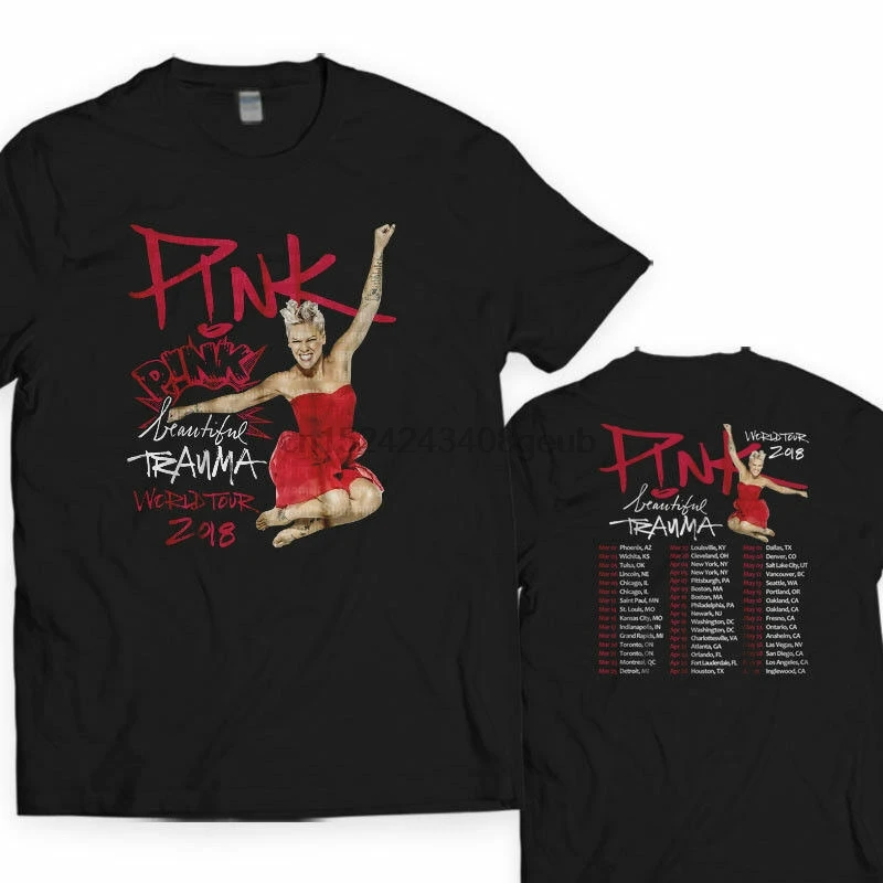 Новинка! Розовая Красивая травма Тур даты P! nk Футболка логотип футболки S