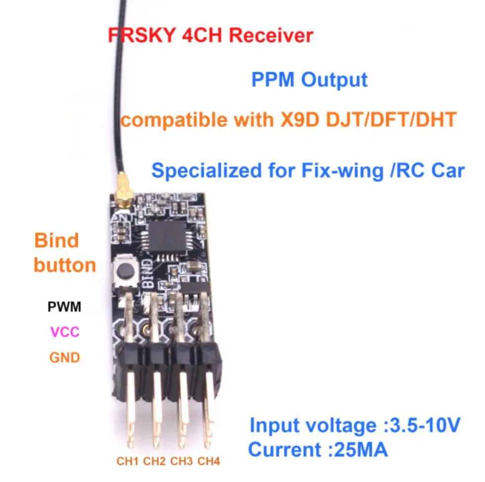 Высокое качество RC Multirotor запасная часть 2 4G 4CH Mini Frsky D8 совместимый приемник с PWM