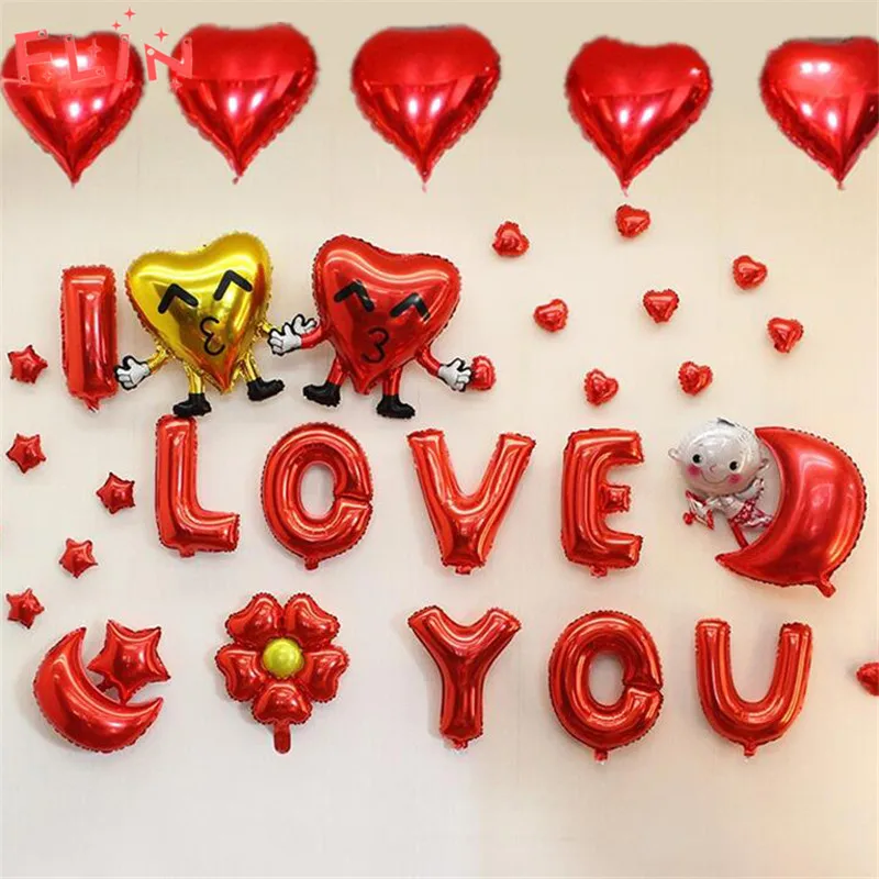 16 дюймов I LOVE YOU для молодоженов ожерелье из розового письмо Фольга надувные
