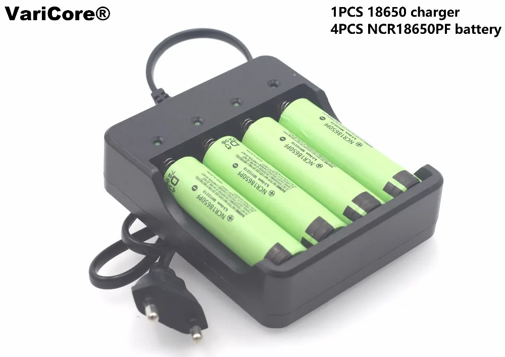 4 шт. Новый оригинальный аккумулятор 18650 3 7 V NCR18650PF 2900 mAh литий ионный + 1x18650 зарядное