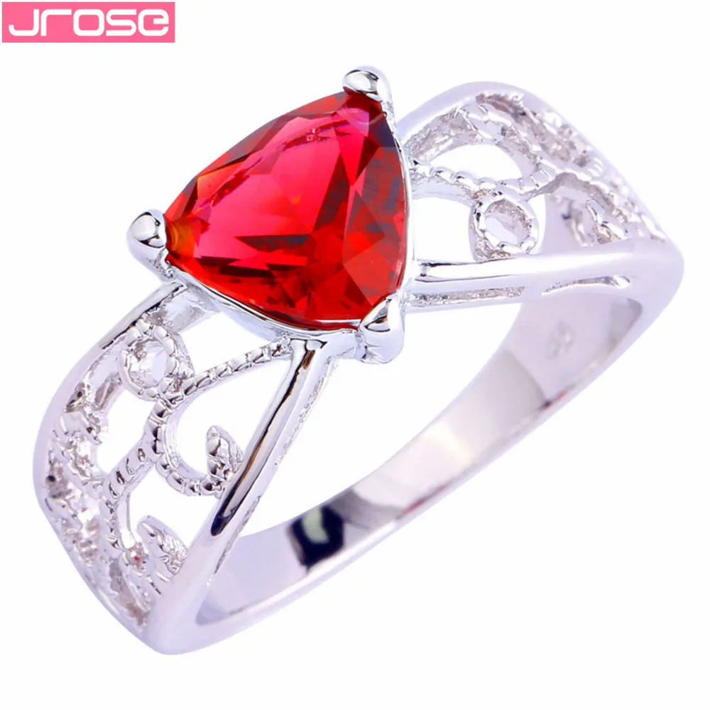 JROSE,, Модное Новое серебряное кольцо с треугольной огранкой и красным фианитом, размер 6, 7, 8, 9, 10, 11, 12, ювелирные изделия для женщин, прекрасный Рождественский подарок