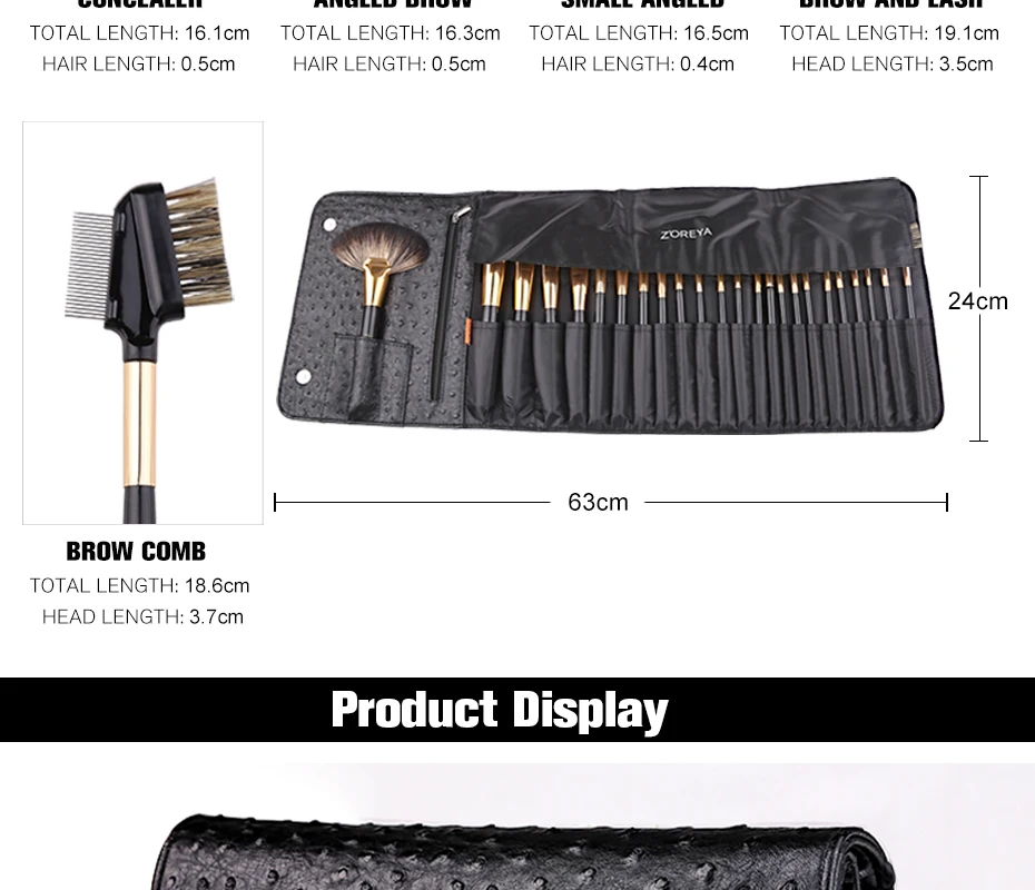 ZOREYA Brand 24pcs Professional Makeup Brushes High Quality Synthetic Hair Make Up Brush Set Powder Concealer Cosmetic Tools