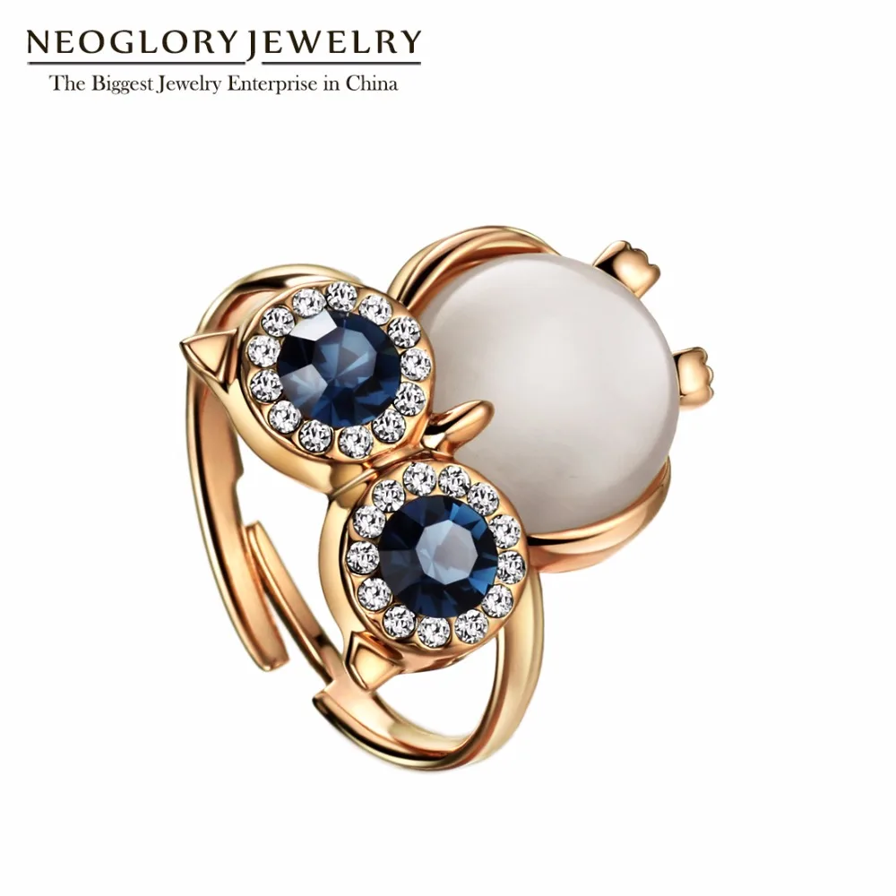 Neoglory австрийский горный хрусталь Сова Красочные Регулируемые кольца на палец