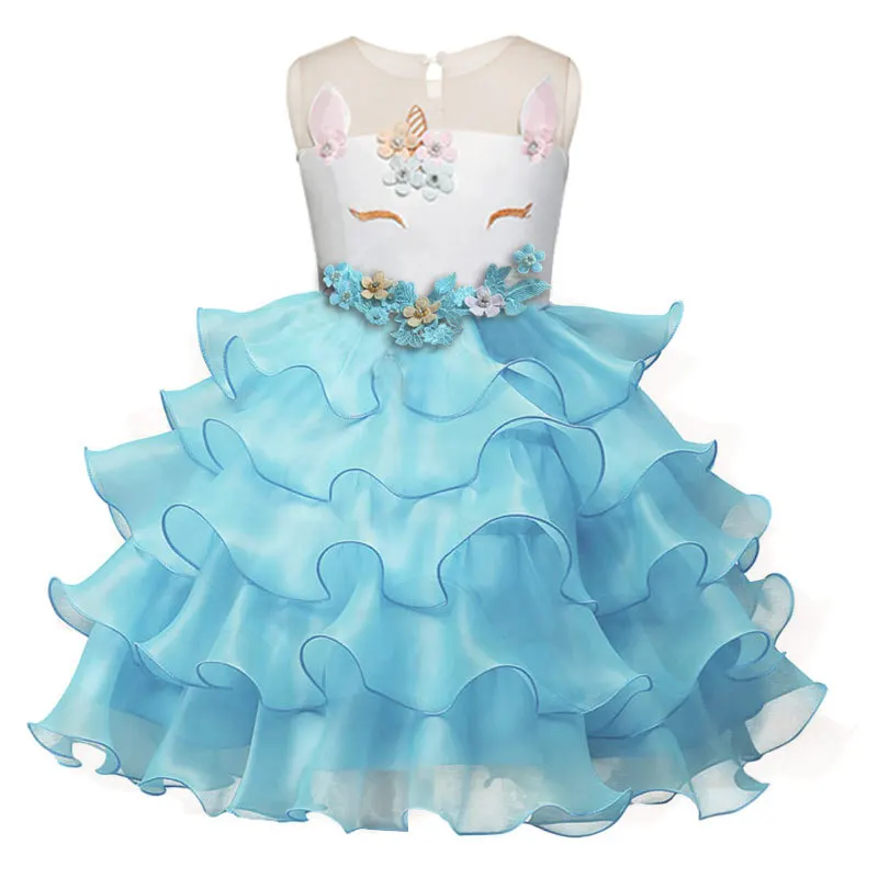 Fancy Unicorn Party Dress Baby Girl Tutu Dresses Summer 2018 Kids Clothing for Girls Embroidery Flower Birthday Costume 8T | Детская