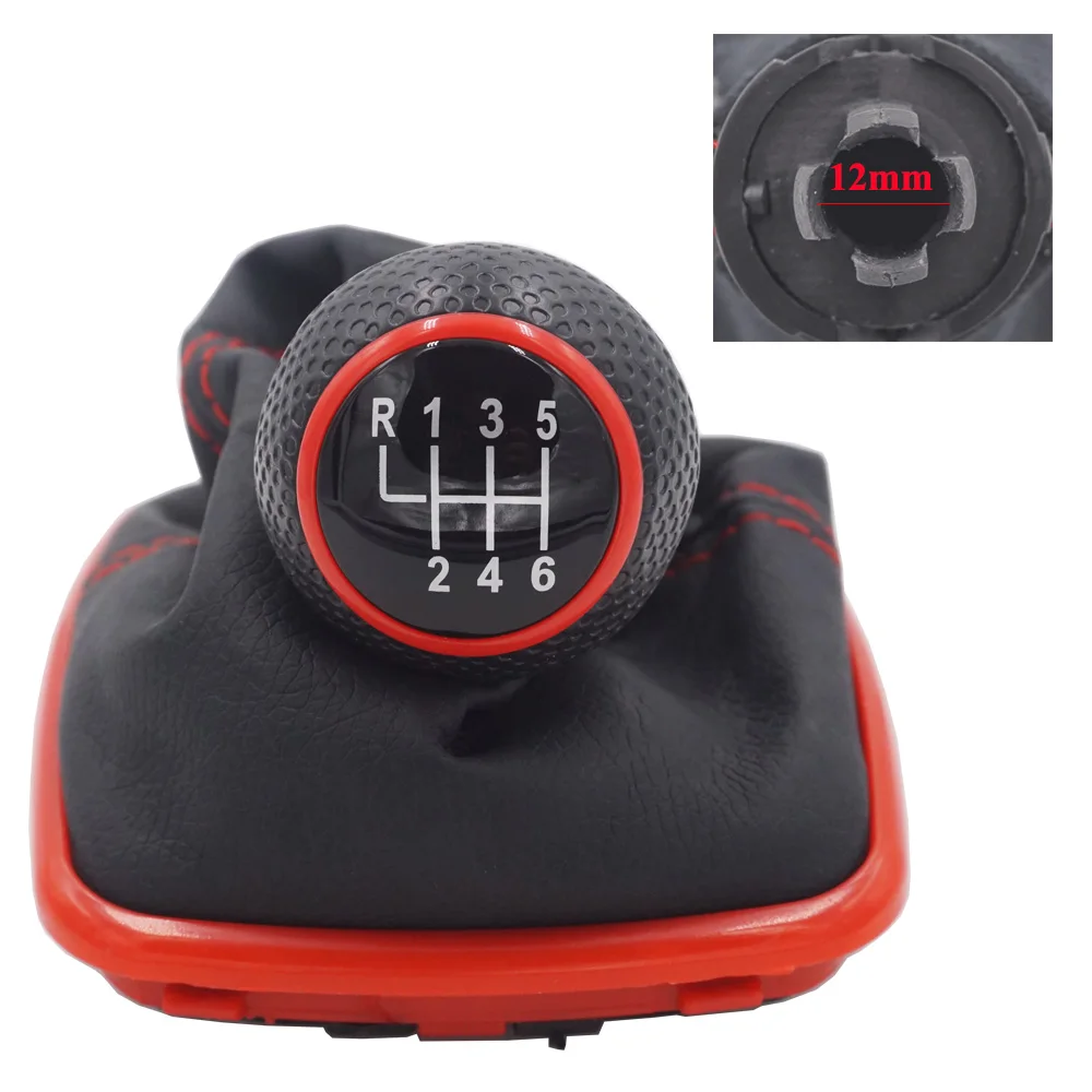 6SPEED-RED Новое руководство шаровой наконечник передачи глава сборки ручка переключения передач с пылезащитный чехол для peugeot 307 - Цвет: 6SPEED-RED