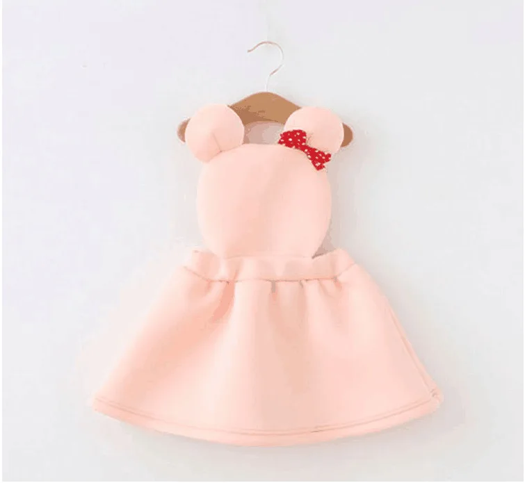 Q30112-pink Осеннее платье для малышей с галстуком-бабочкой и Минни Маус; стильные платья на бретелях; сезон осень-весна; платье для маленьких девочек; детская одежда; костюм - Цвет: Q30112-pink