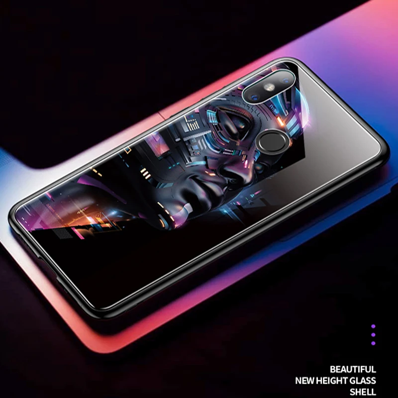 Закаленное стекло задняя крышка для xiaomi mi 8 Исследуйте защитные чехлы Ретро Чехол