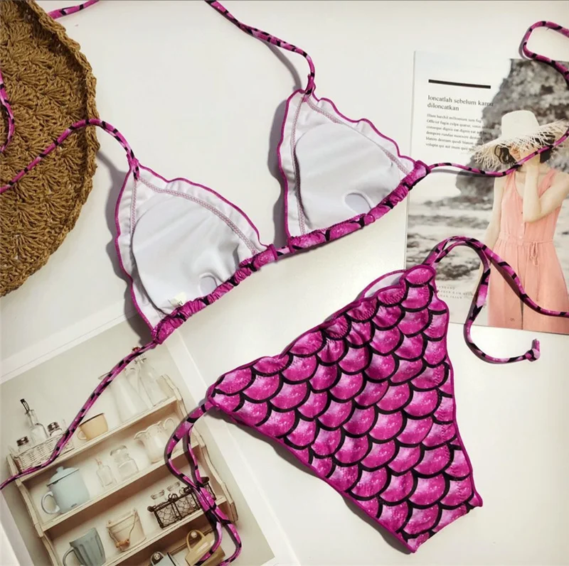 Новинка 2019 женский купальник летний розовый купальный костюм голубая рыбья