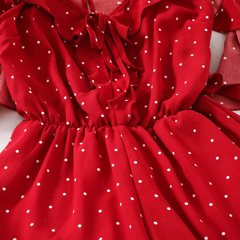 2019 новые модные женские комбинезоны в горошек на бретельках с бантом талии