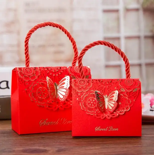 30 шт свадебные бумажные подарочные пакеты с ручками Свадебные сувениры для