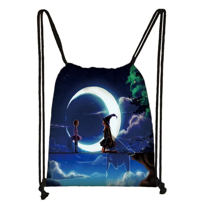 Galaxy / starry night print drawstring bag women travel bag fashion teenager girls canvas softback backpack female storage bag