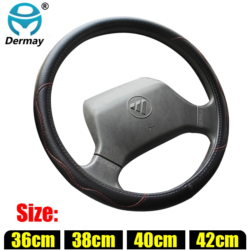 

Large Size Pu Leather Car Steering Wheel Cover Plus Wheel Hubs for Different Cars 36 38 40 42 45 47 50cm for Scania Trunk Bus