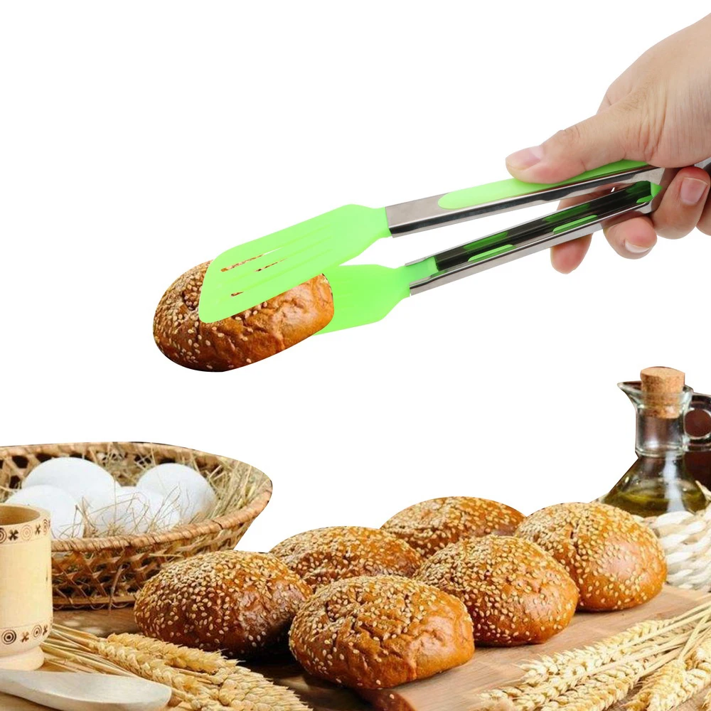 NICEYARD Non-Stick Kitchen Tong Stainless Steel Handle Food clamp Plastic Pizza Bread Steak Clip Utensil Salad Serving BBQ | Дом и сад