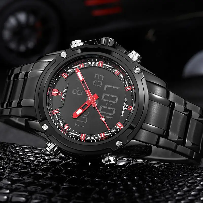 2016 мужские часы Элитный бренд Кварцевые час Аналоговый Цифровой светодиодный