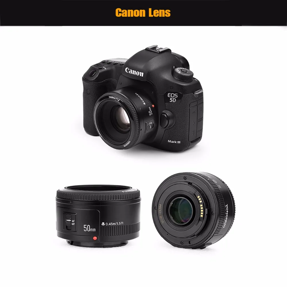 50 мм YN50MM F1.8 Большая диафрагма Автофокус Объектив EF AF/MF для Canon EOS 600D 550D 70D 700D 750D 1100D
