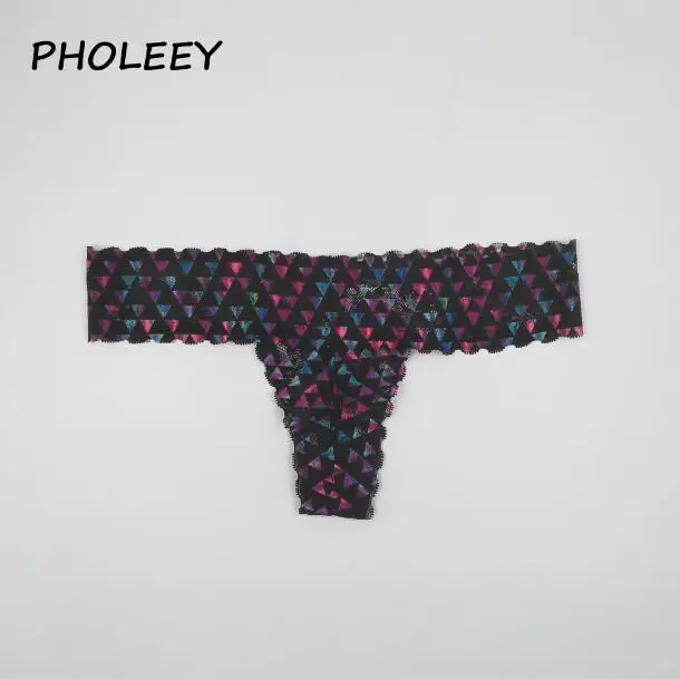 Pholeey, новинка, Модные женские сексуальные трусики, стринги, g-стринги, женское Бесшовное, прозрачное кружево, трусы P17186 - Цвет: geometry