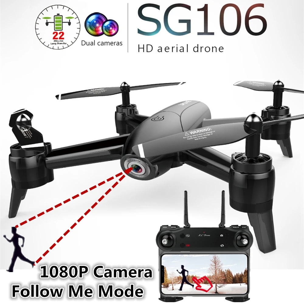 SG106 вертолет с ДУ Дроны Камера HD 1080 P Квадрокоптер WiFi fpv двойной Широкий формат