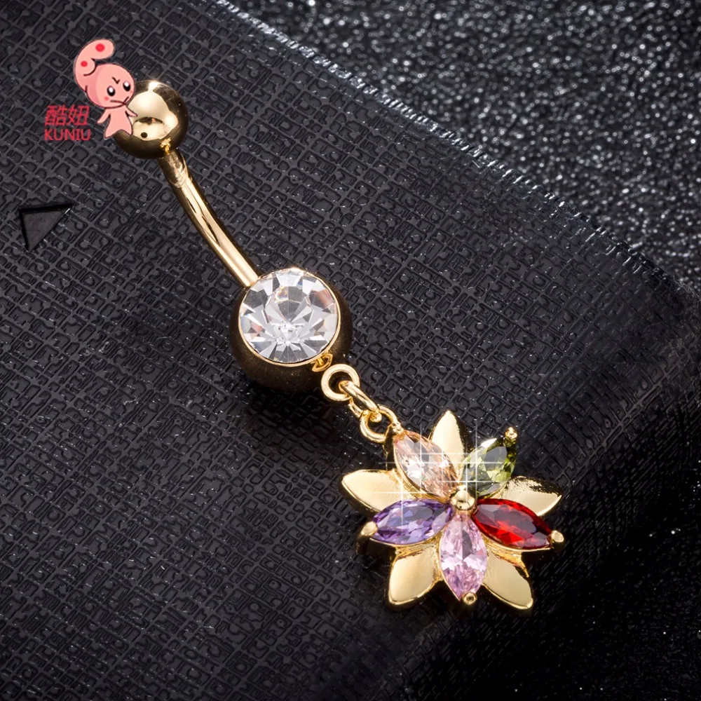 Новинка 2018 хит продаж роскошные кольца для пупка женские Украшения тела Золотой