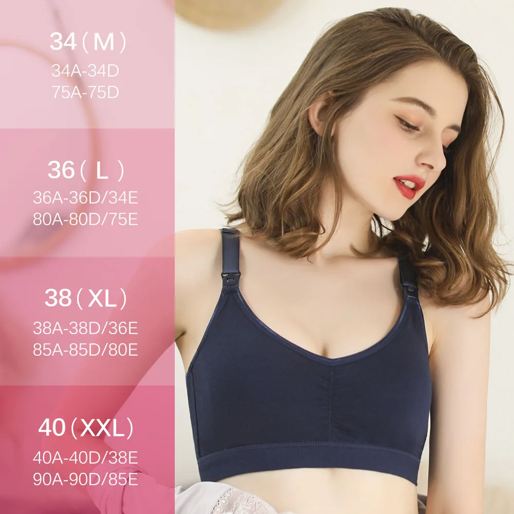 Navy Bra Хлопковый бюстгальтер для кормящих мам, нижнее Белье для беременных женщин, комплект одежды для грудного вскармливания, бюстгальтер для сна без косточек, чашечки A B C D - Цвет: Navy Bra