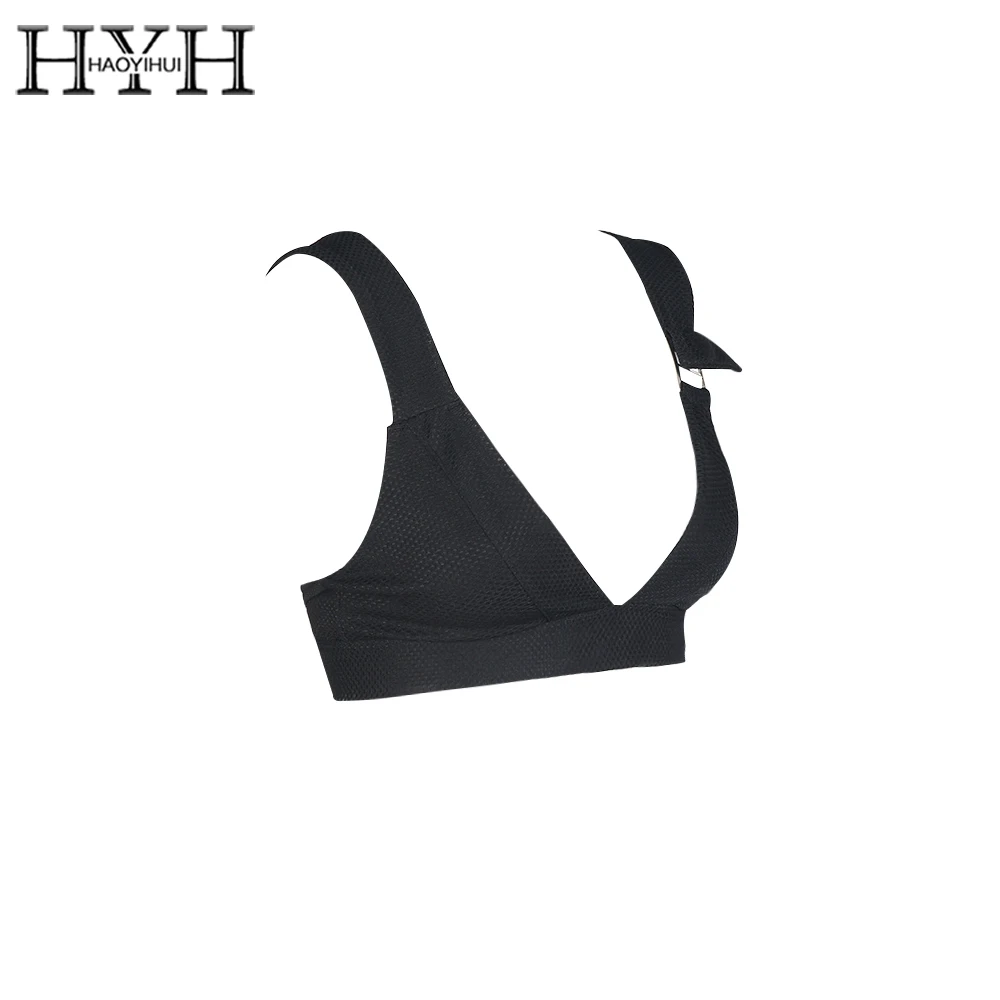 HYH HAOYIHUI сплошной черный цвет купальник с поясом v образным вырезом задняя панель
