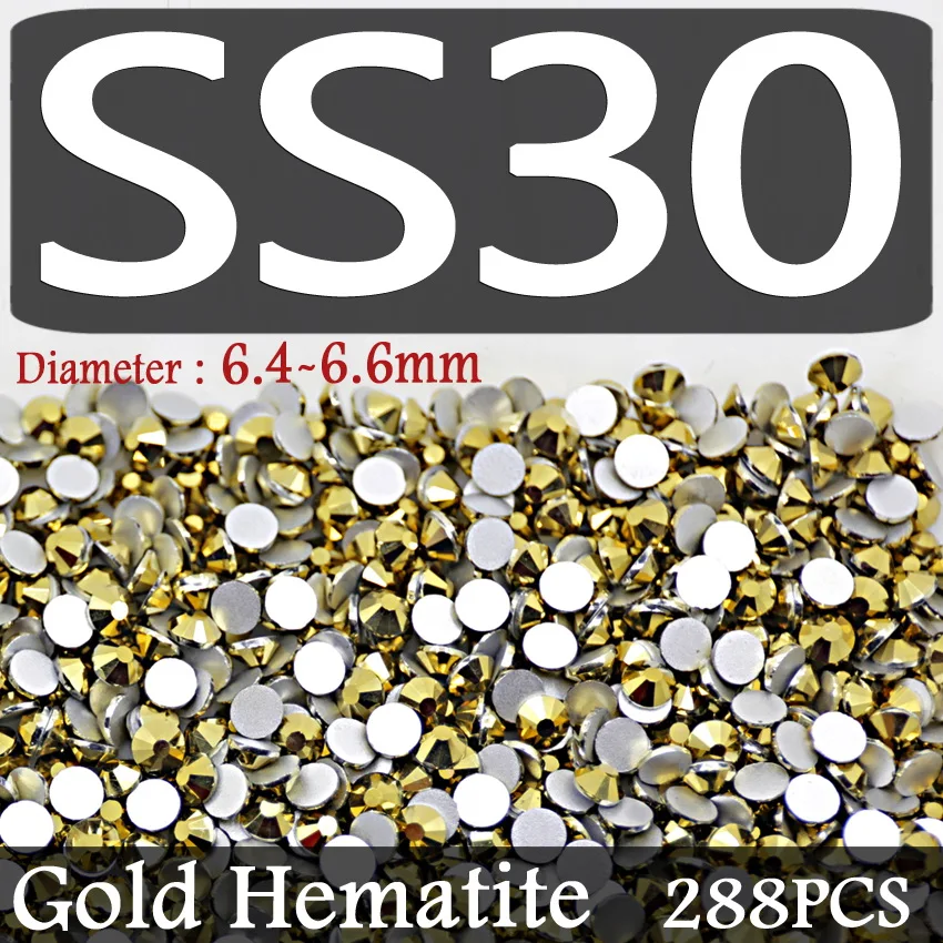 SS30 288PCS Смешанные размеры, SS3-SS30, золотые стразы Aurum для ногтей, художественные блестки, дизайн, не Горячая фиксация, кристалл страз, чтобы приклеить Блестки для ногтей - Цвет: SS30 288PCS