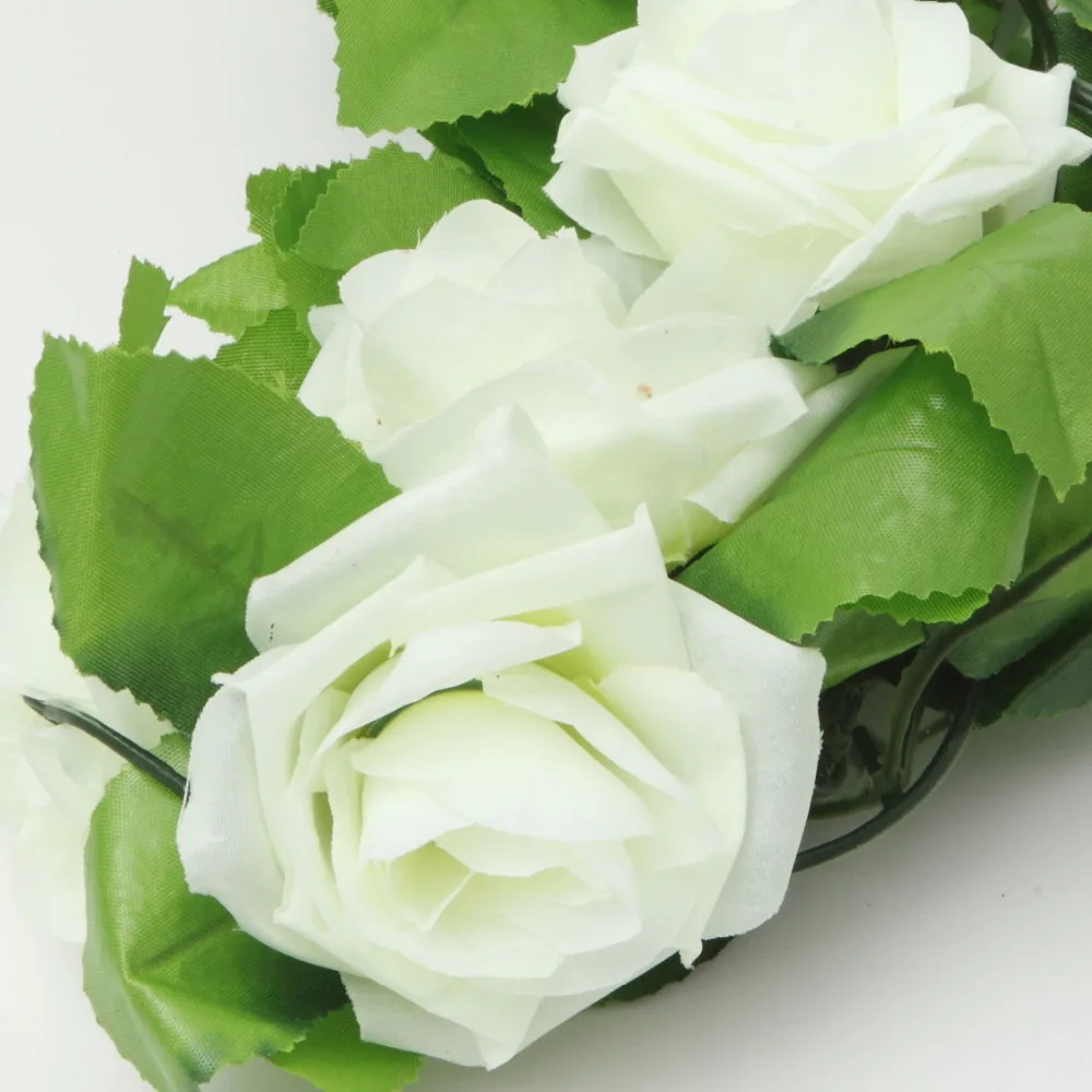 Гирлянда из 4 искусственных листьев цвета слоновой кости фута с зеленым оттенком