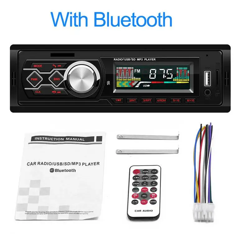 Автомагнитолы 1 DIN Bluetooth стерео аудио FM Aux вход приемник SD USB MP3 радио плеер Hands-free Звонки автомобильные аксессуары - Цвет: with Bluetooth