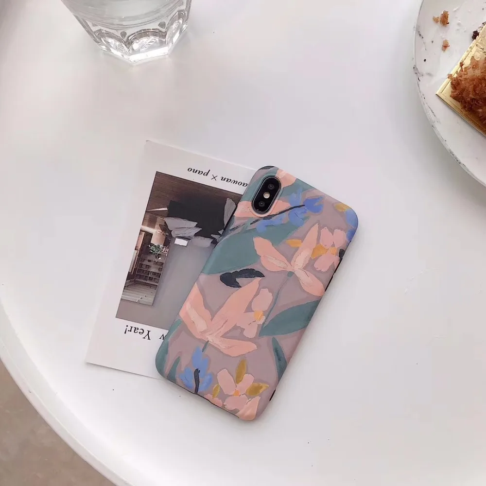 Винтажный цветочный матовый чехол для iphone 6 6P 7 8 7P 8P и X XS Max XR |