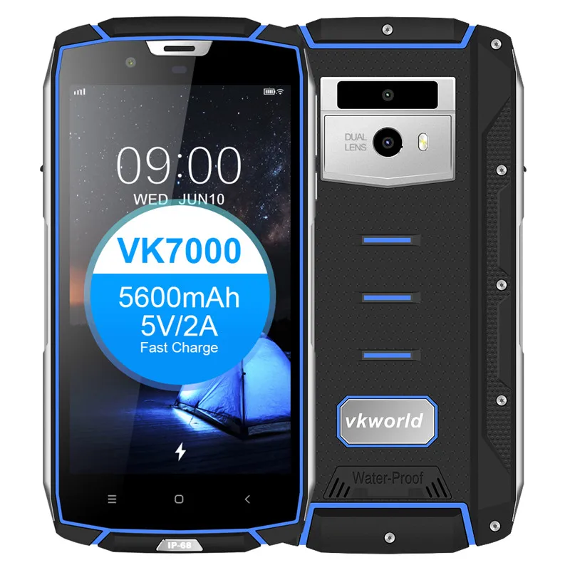IP68 водонепроницаемый прочный мобильный телефон vkworld VK7000 5," MTK6750T Octa Core Face ID 4 Гб ram 64 Гб rom Беспроводная зарядка 4G Lte телефон - Цвет: blue