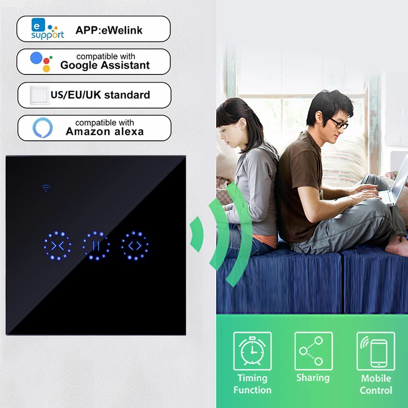 Smart Home WiFi Electric Touch Blinds Curtain Ewelink Switch Voice Control by Alexa Echo for Mechanical Limit Motor | Обустройство