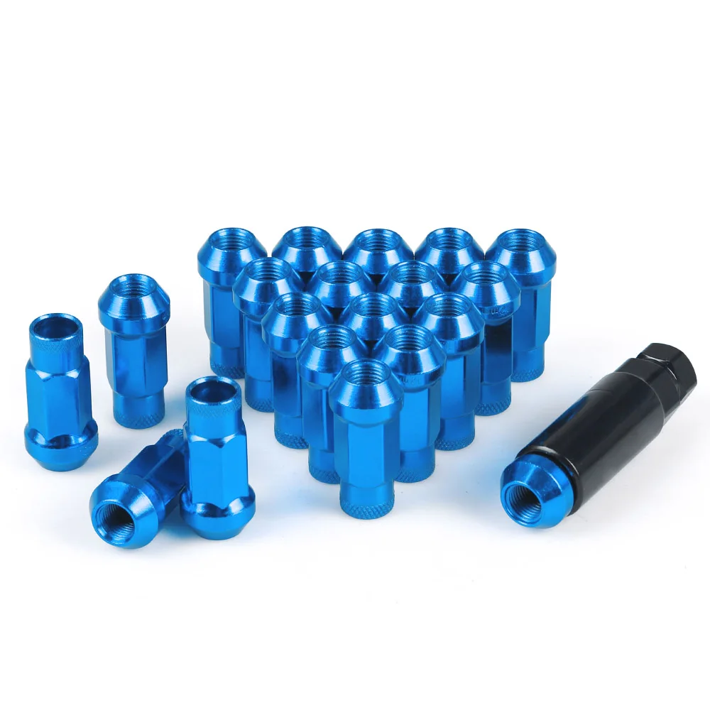 M12x1.5/M12x1.25 гайки для колес, железные гоночные гайки, гайки для гонок, 20 шт., 47 мм, гайки для гонок, гайки для колес - Название цвета: Синий