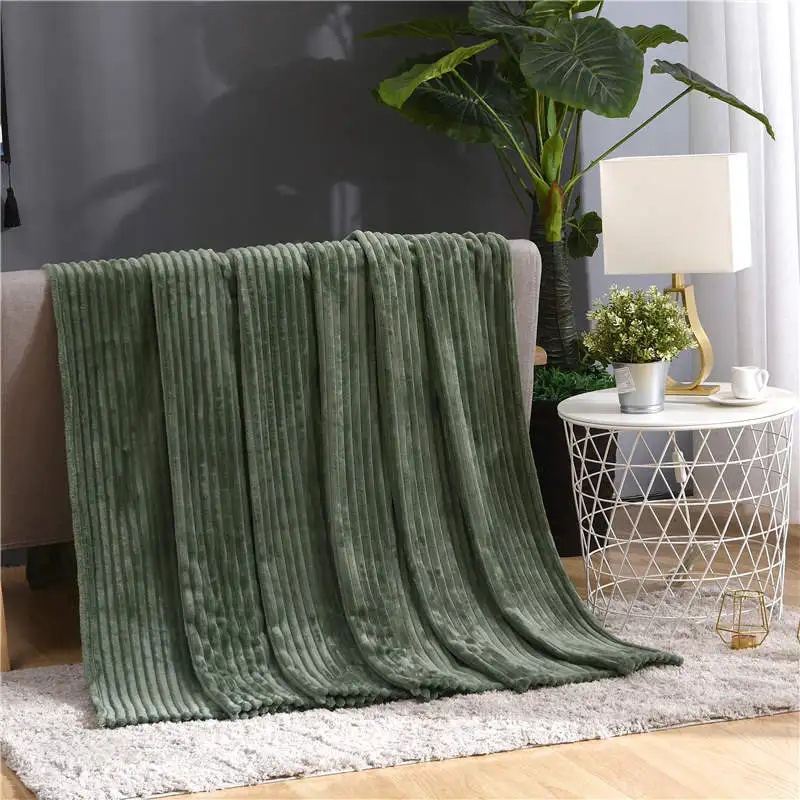 Cark Green Jagdambe полосатые фланелевые одеяла для кровати, плотные коралловые флисовые пледы, зимнее постельное белье, покрывало для дивана, мягкие пушистые одеяла - Цвет: Cark Green