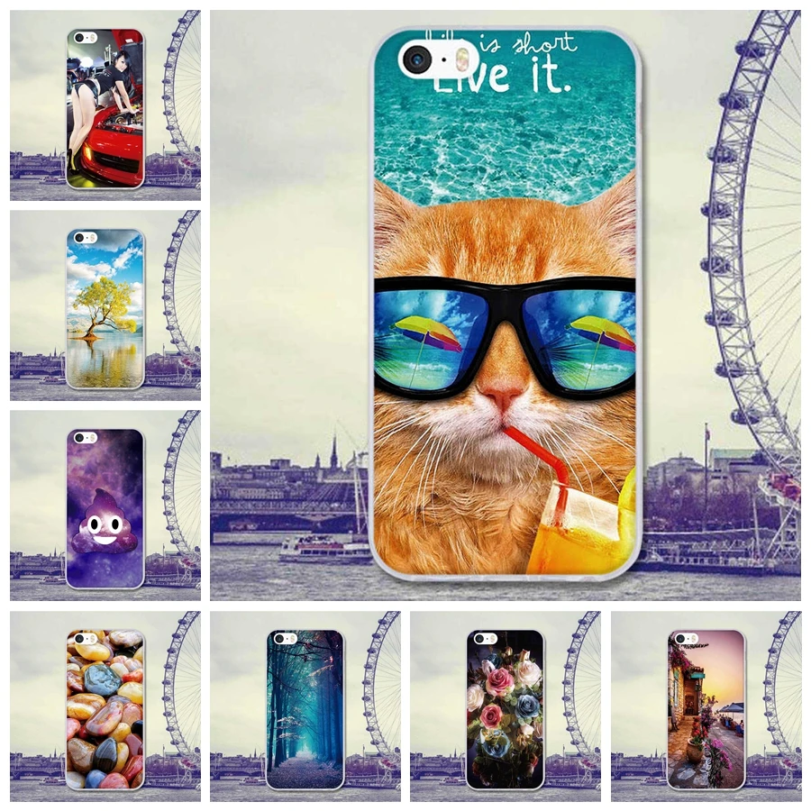 Чехол для iPhone 5 чехол телефона с рисунком кошки 4 0 дюйма резиновый силиконовый из