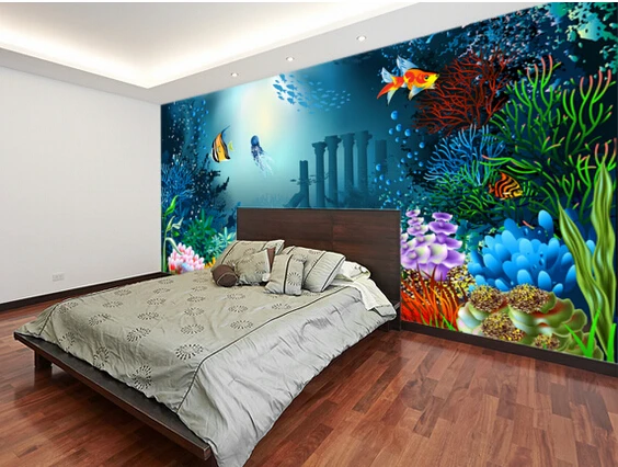 Пользовательские детские обои подводный мир 3D Мультяшные фотографии для детской